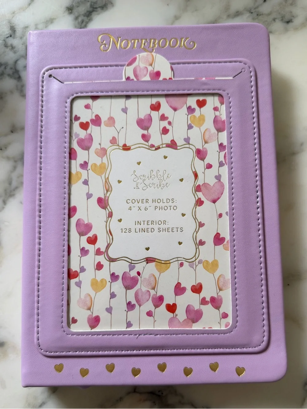 NWT Scribble & Scribe Lavender Faux Leather Photo Insert Notebook Journal 4x6
